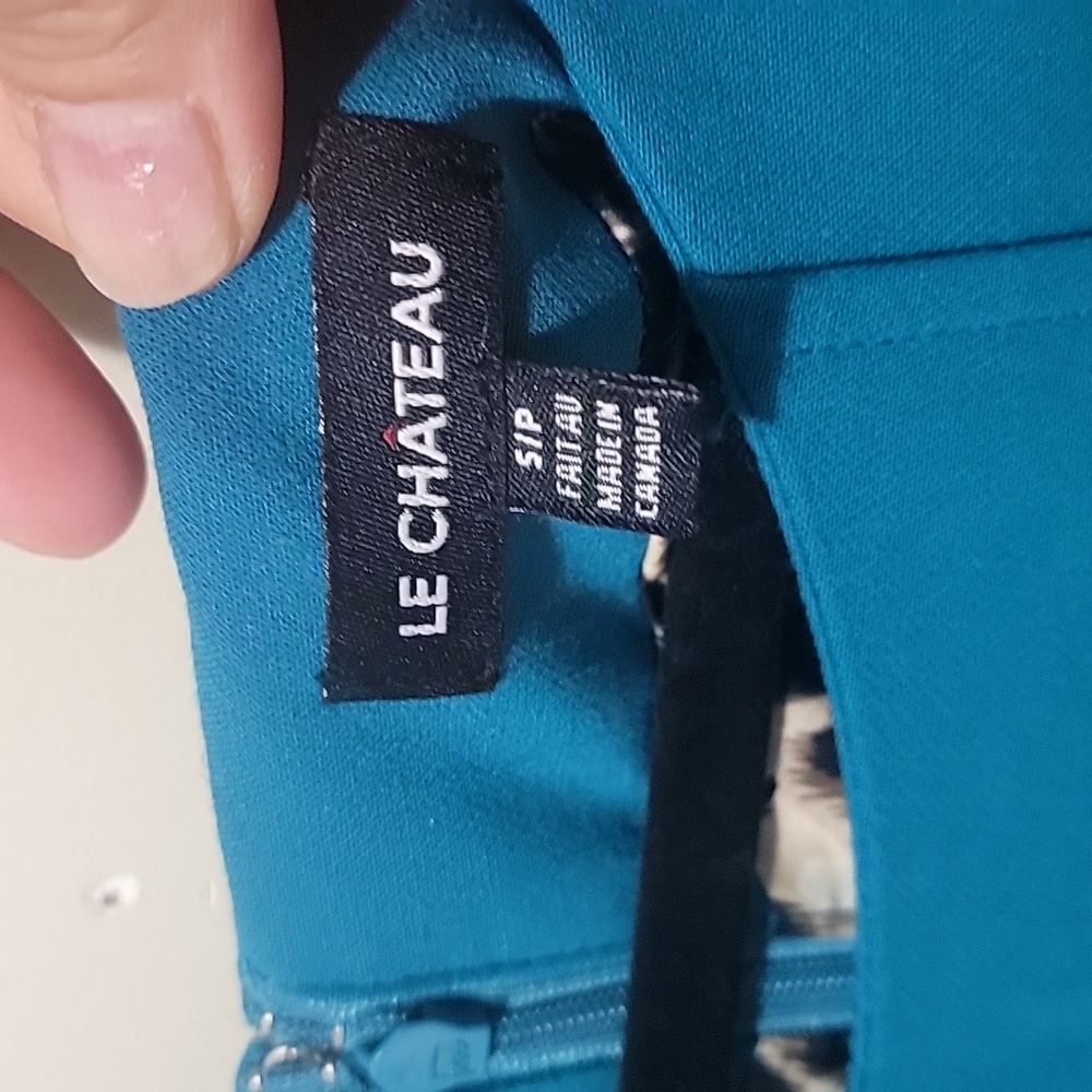 Le Chateau Teal Blue Fit and Flare Midi Dress Small Excellent Condition - Picture 6 of 7